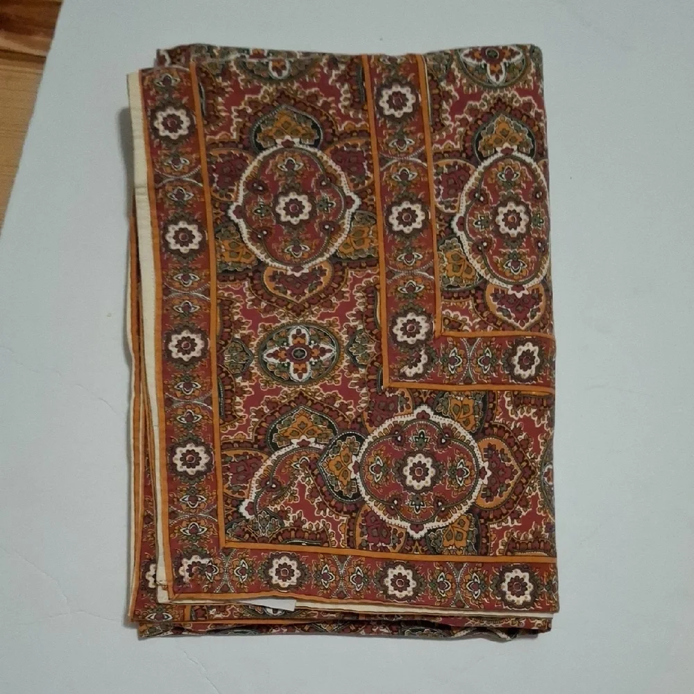 April Cornell Red, Gold and Green Floral Medallion Tablecloth